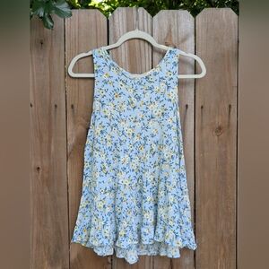 Altar'd State Mint Yellow Floral Sleeveless Tank Top